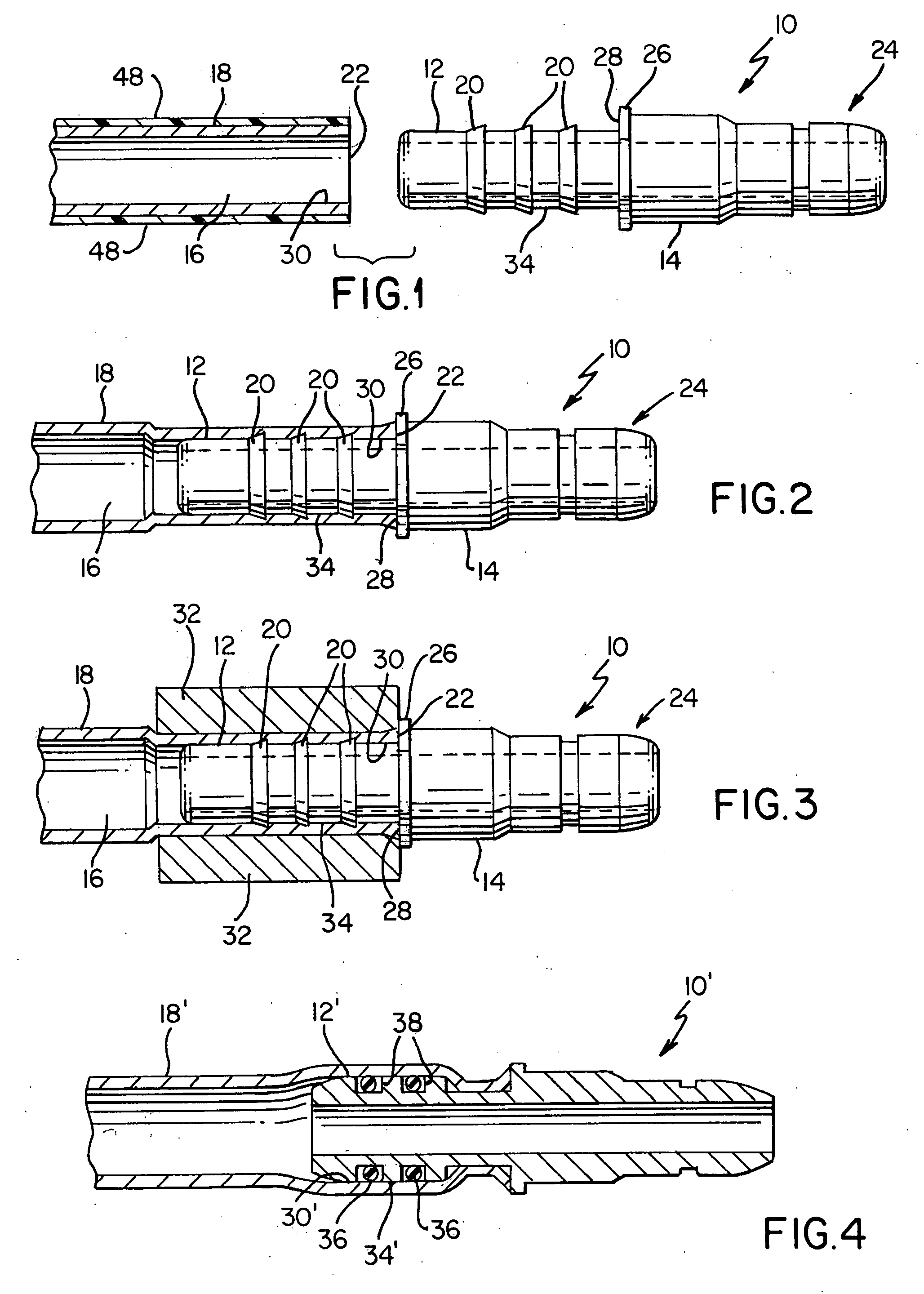 Brazeless connector for fluid transfer assemblies