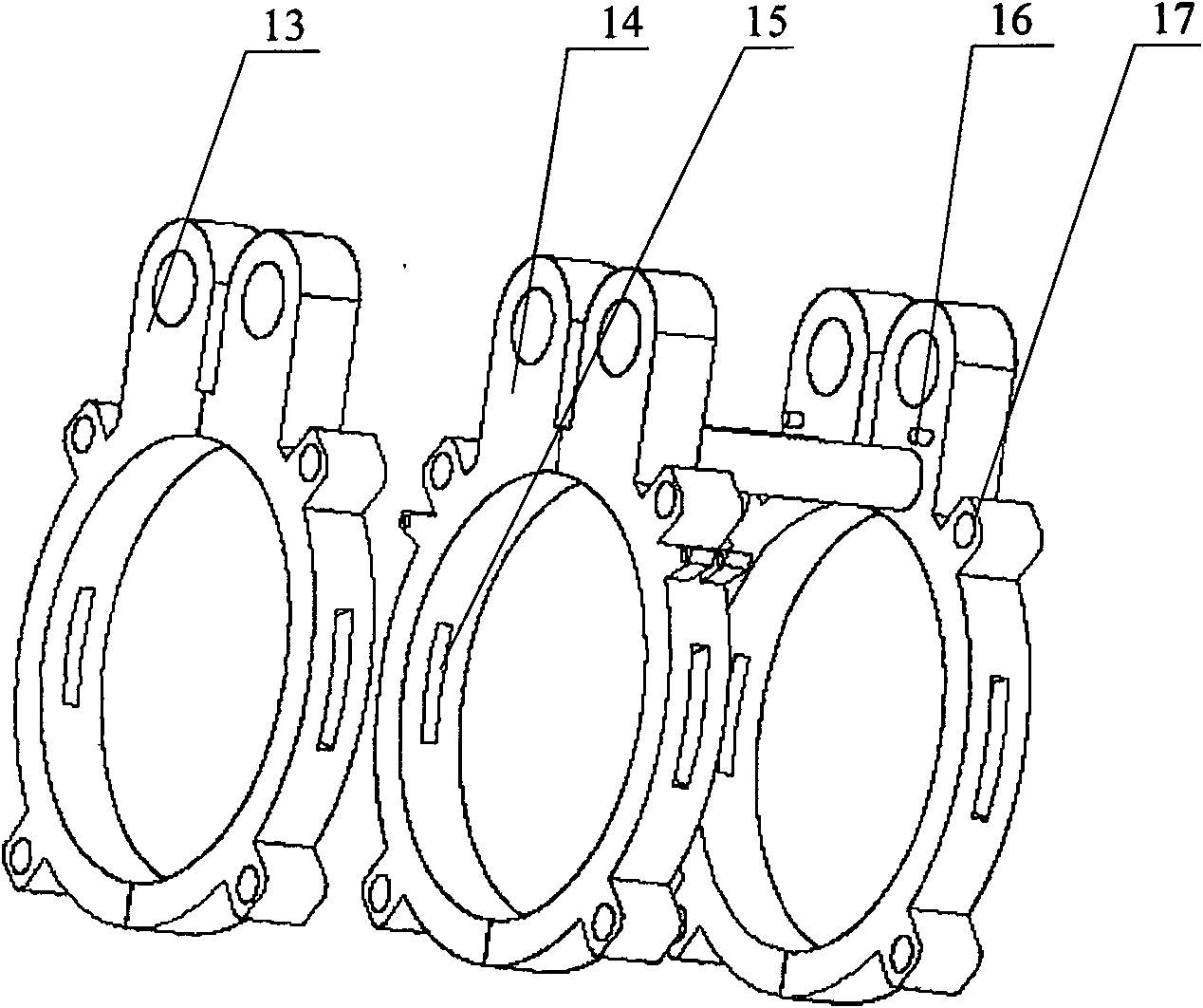 Deep water flange automatic connection bolt insertion and flange hole aligning device