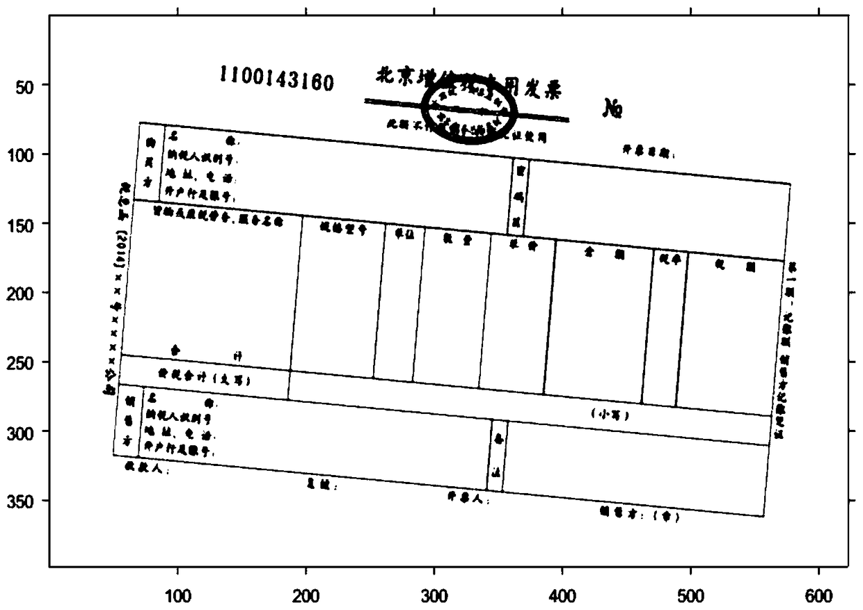 Invoice tilt detection and geometric correction method based on image recognition