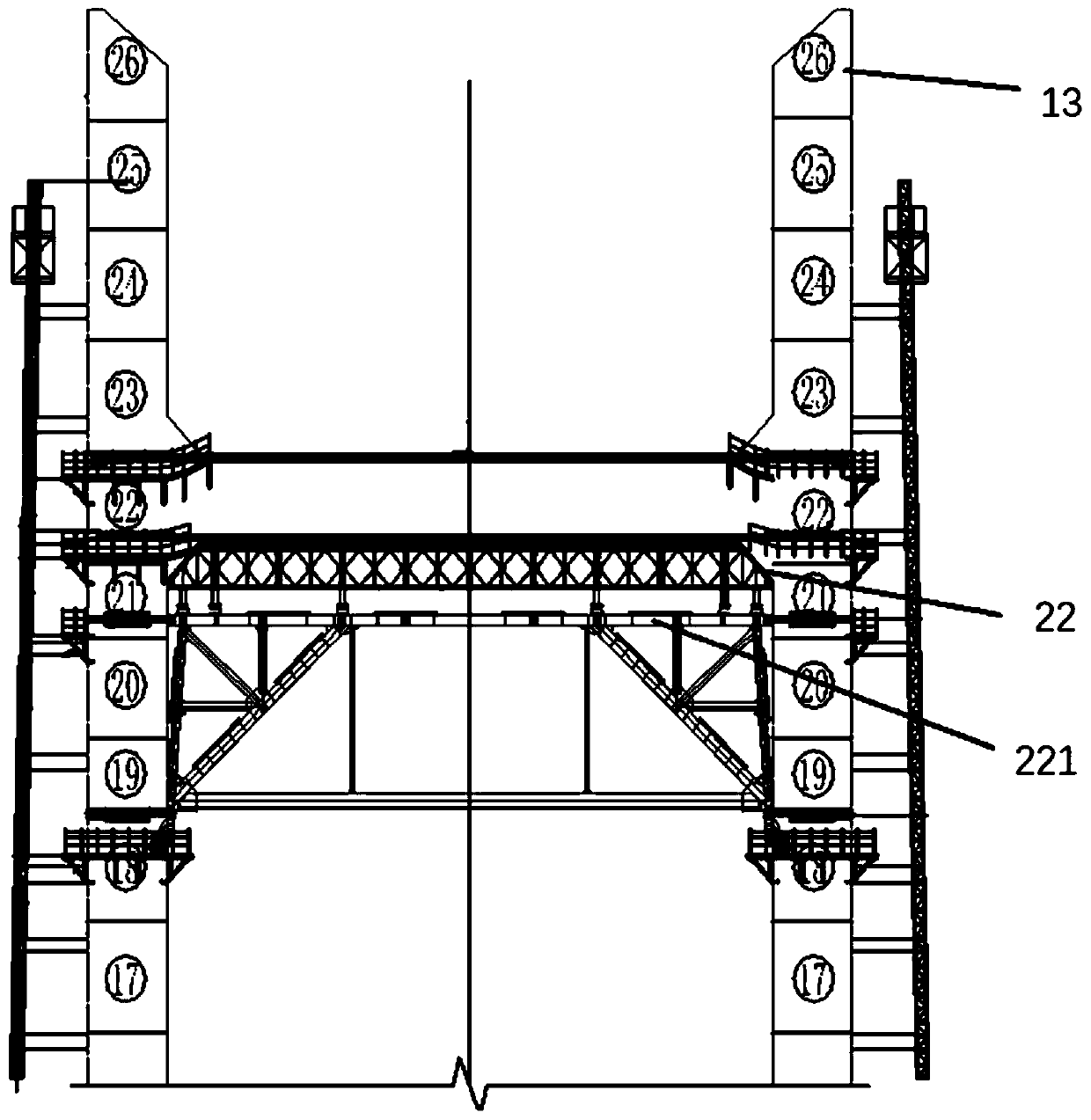 Bridge high-tower construction method and construction equipment thereof