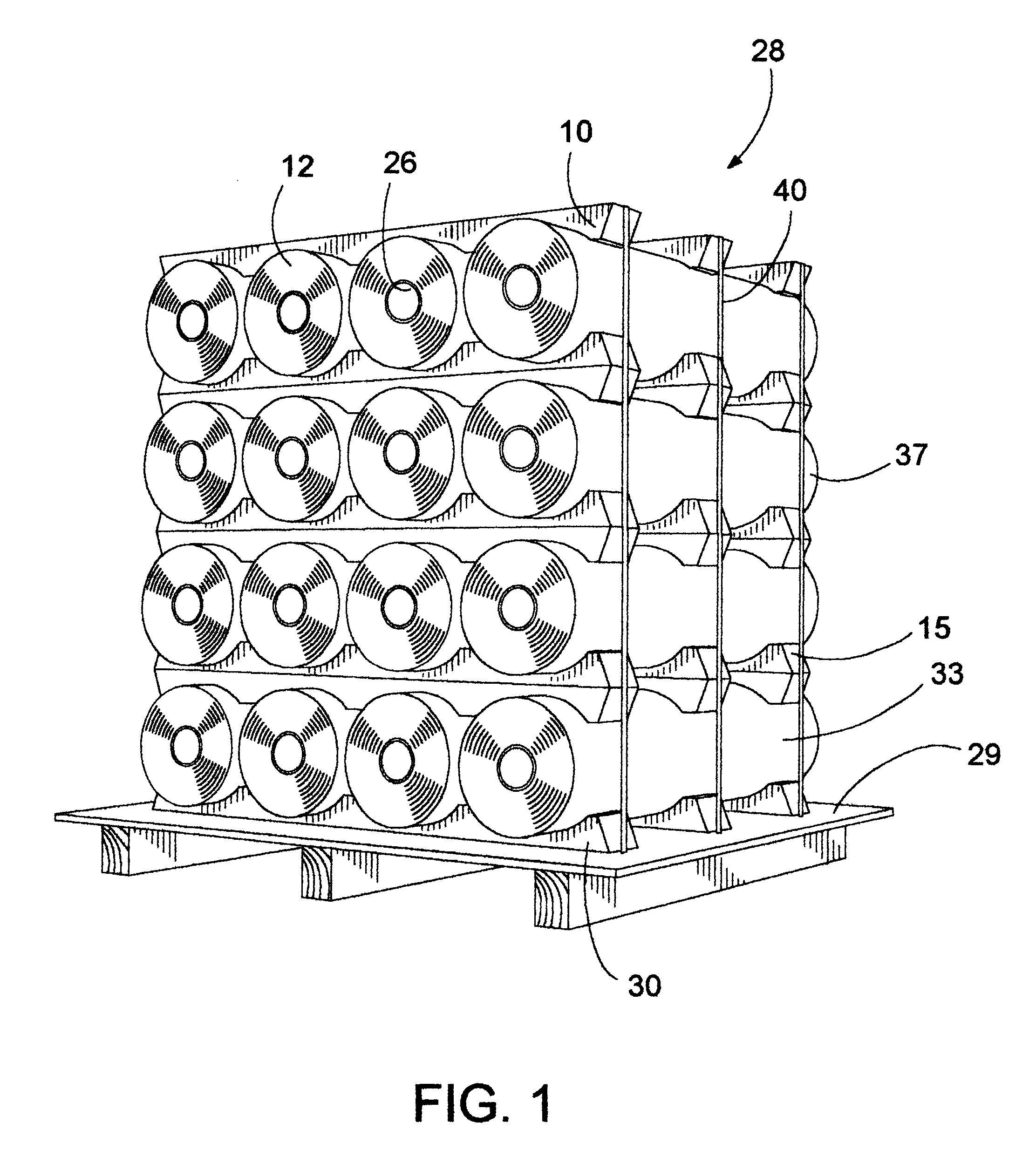 Plastic stacking support for roll stock