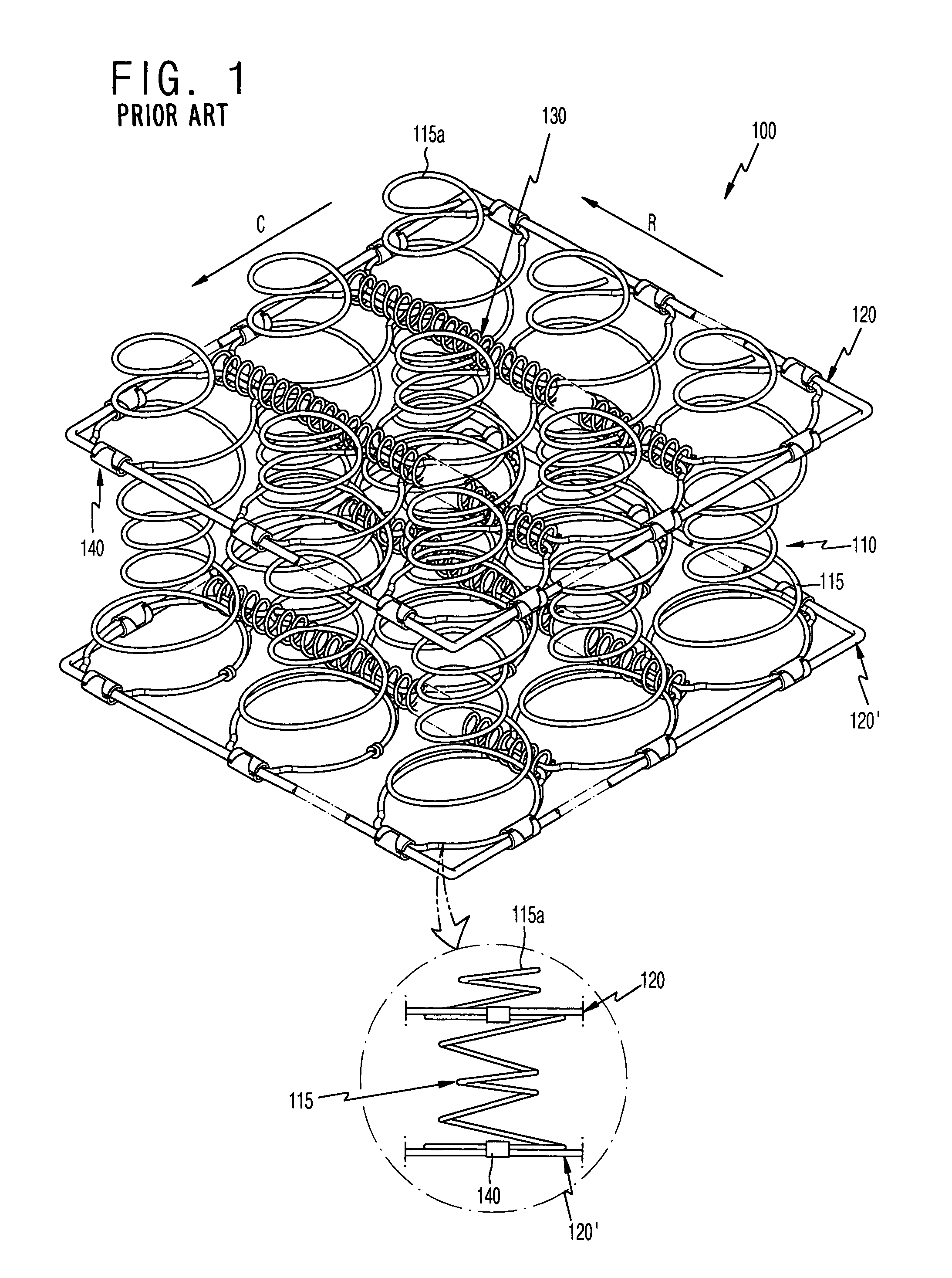 Apparatus for packing free terminal convolutions of spring assembly used in mattress