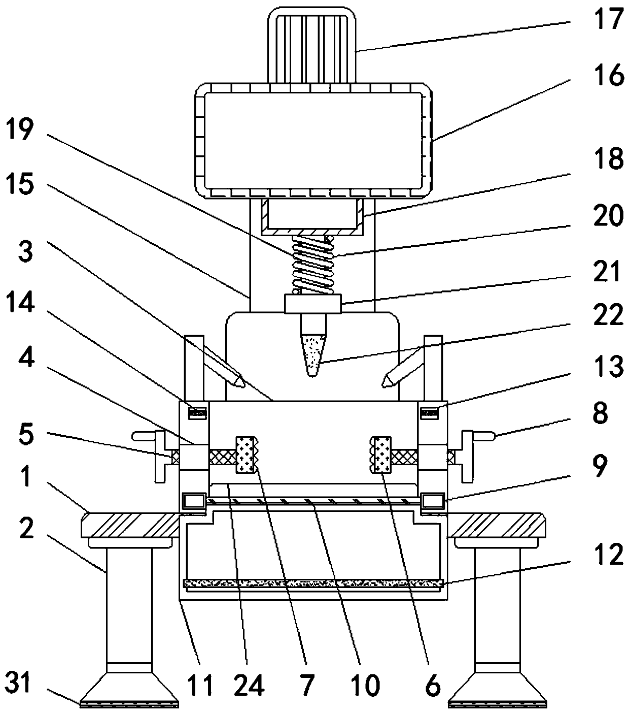 Bench drilling machine facilitating scrap iron collection with good protecting effect