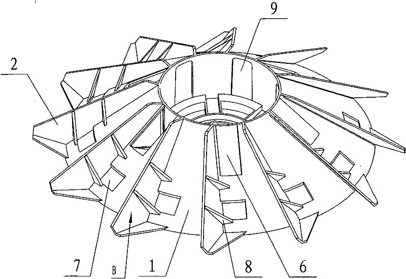 Injection molding impeller and mold of automatic aerator