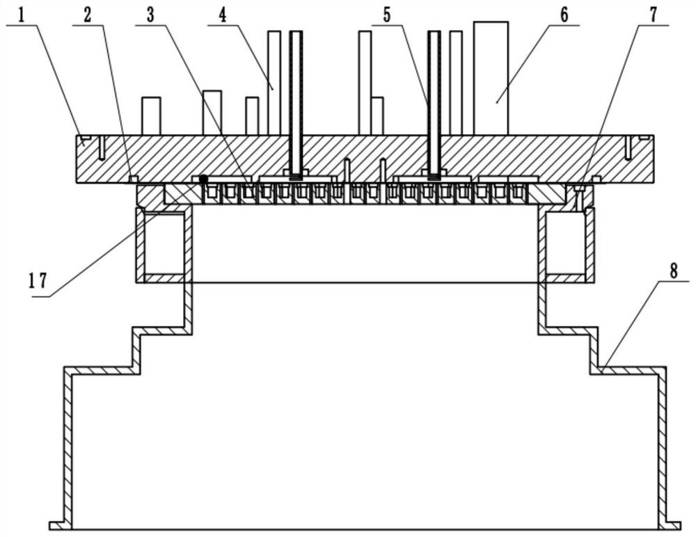 Gas mixing top tray assembly of MOCVD equipment and reaction device