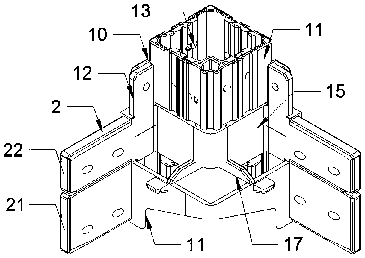 Assembling type house alloy aluminum right-angle lower core piece