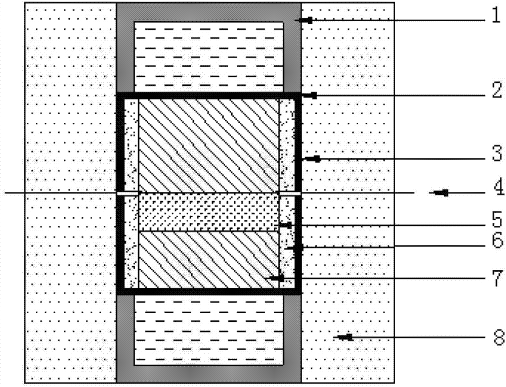 Device and method for carrying out in-situ testing on transport properties of conductor materials at high temperature and high pressure