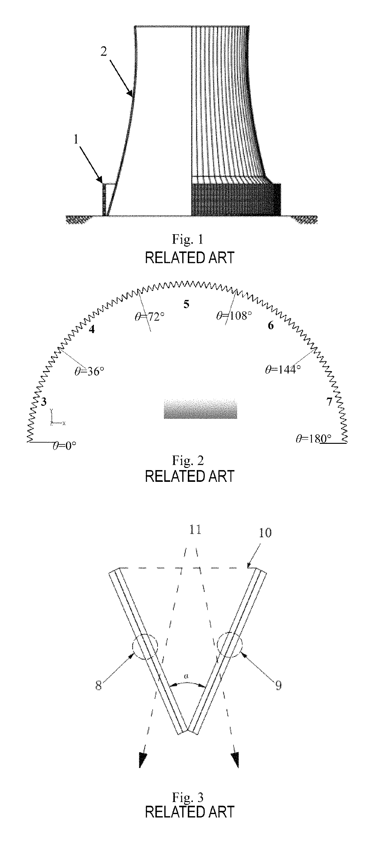 Columnar cooling tube bundle with wedge-shaped gap