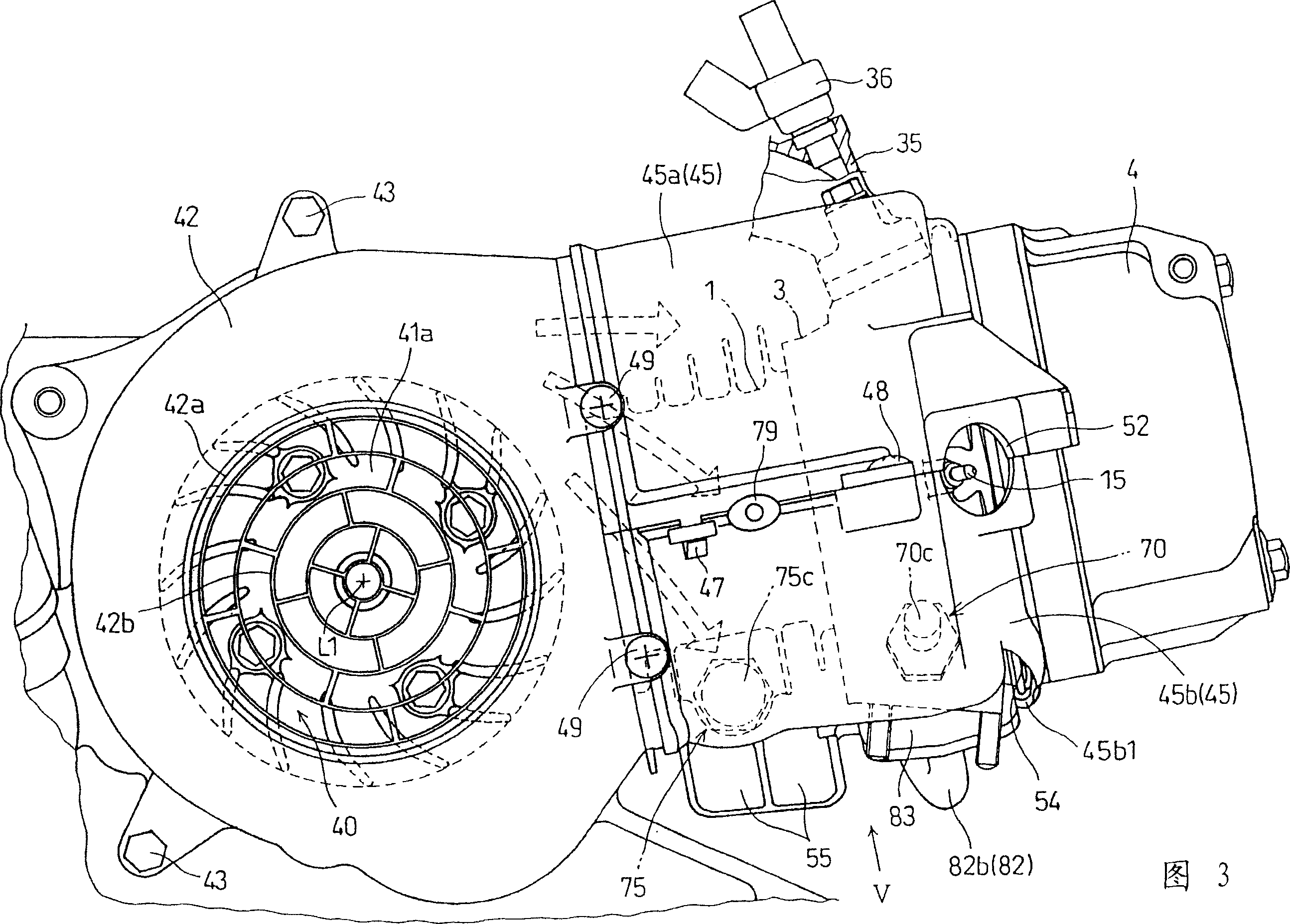 Air cooling internal combustion engine with sensor for detecting ic engine state