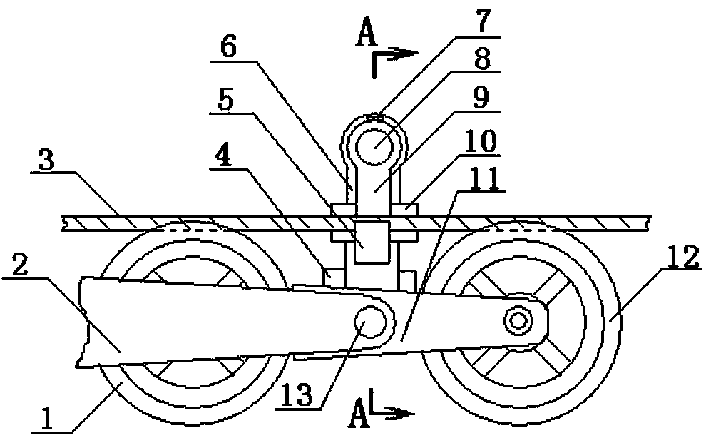 Device for preventing deflection, bounces and rope falling for rope supporting wheels of overhead mono-cable ropeway