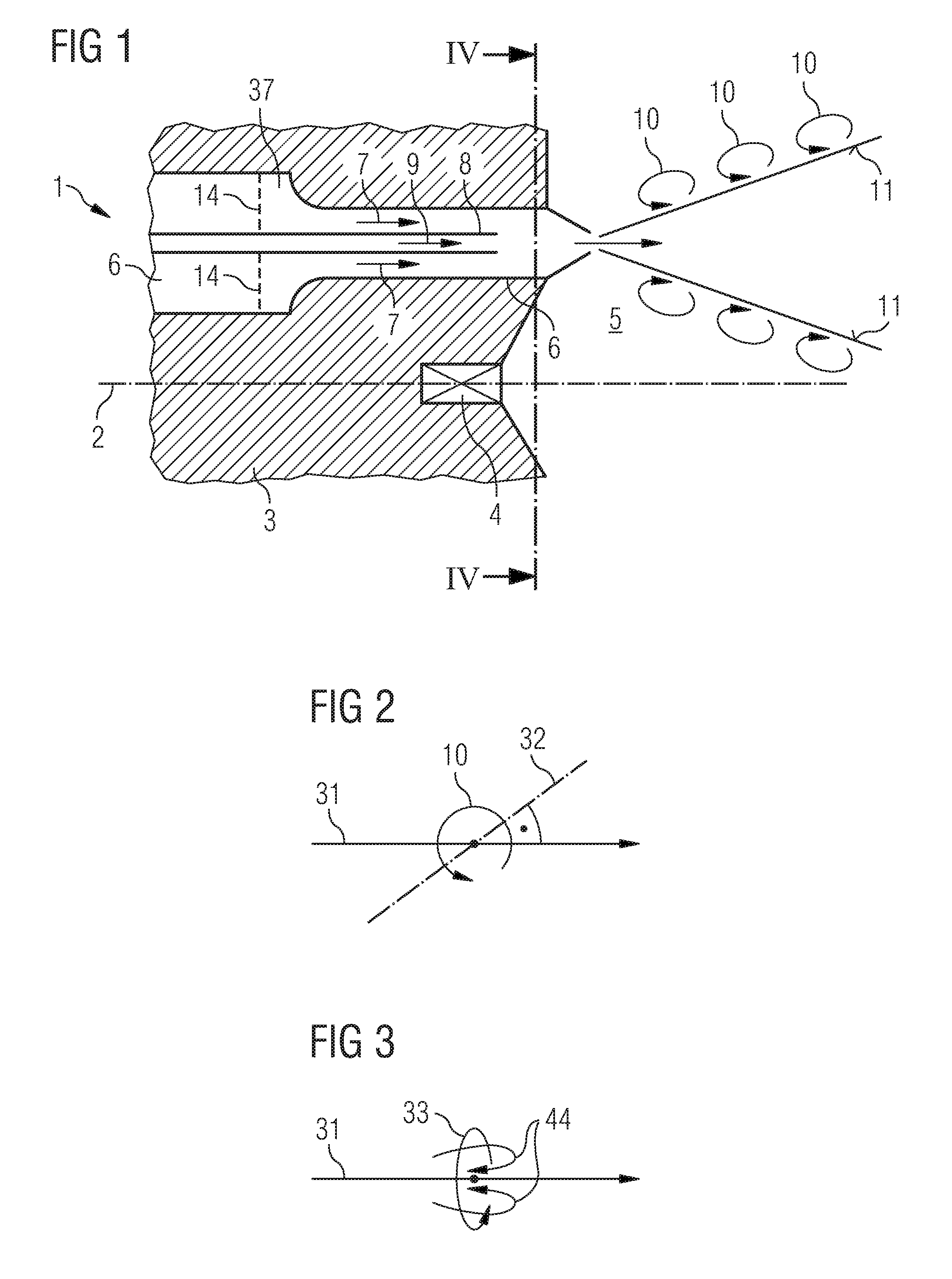 Non-rotational stabilization of the flame of a premixing burner