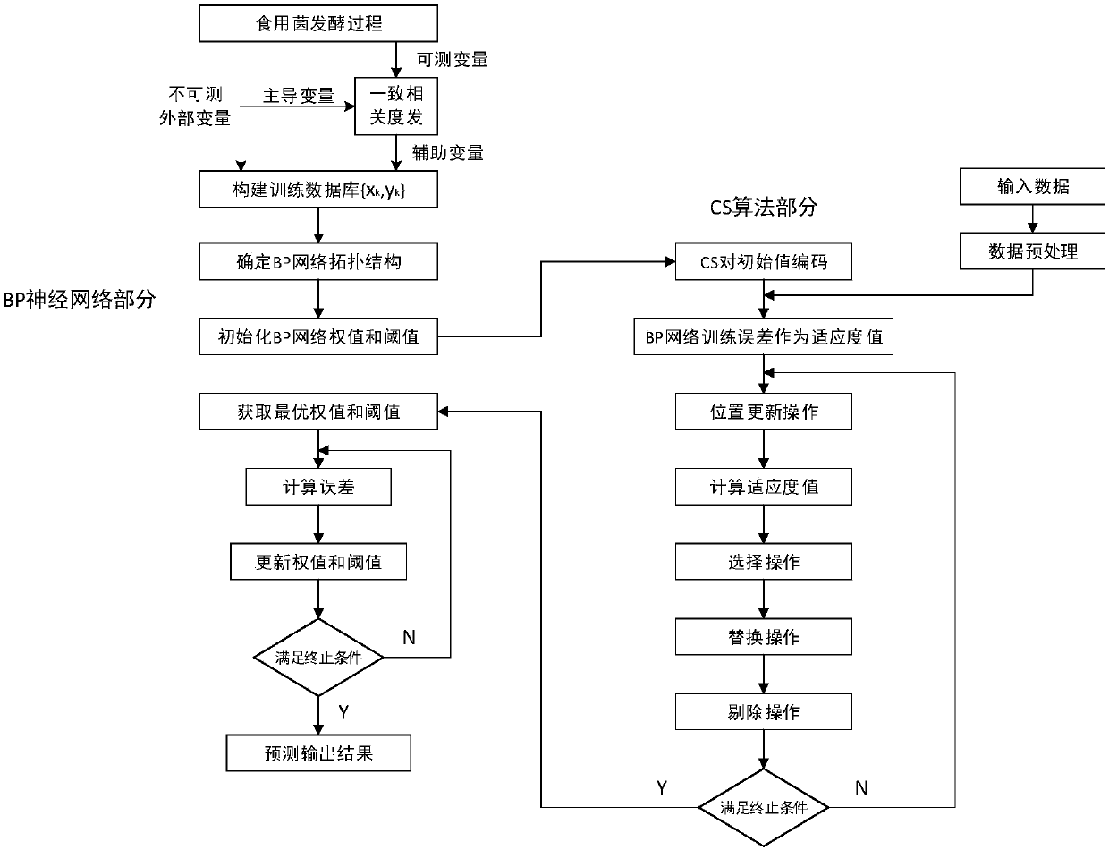 Soft measuring method of key parameters in edible mushroom fermenting process based on improved CS-BPNN