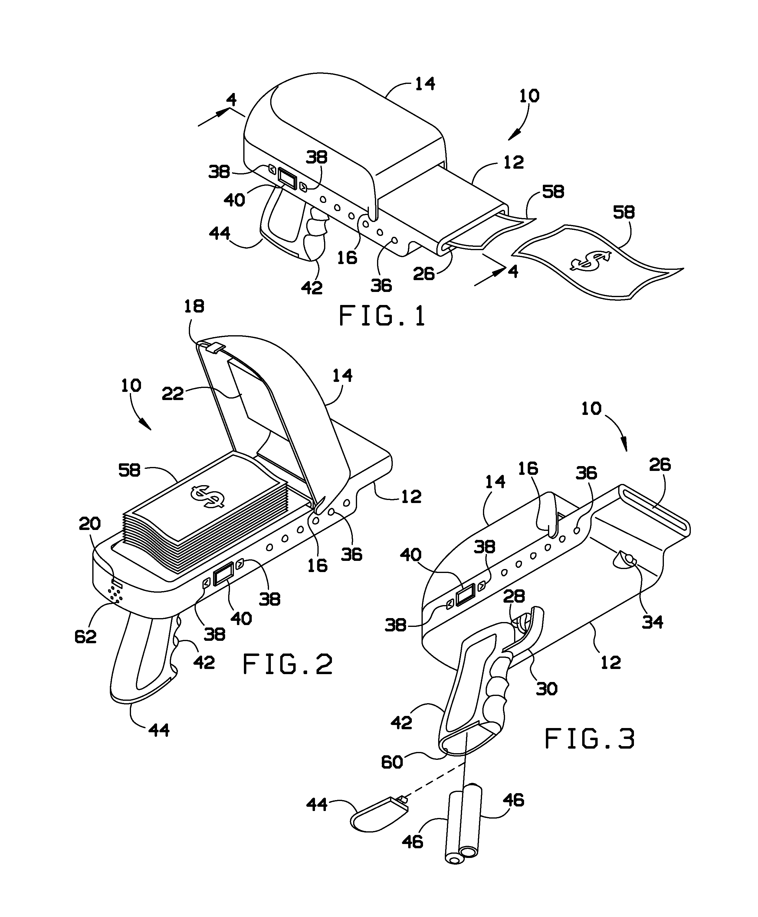 Device for shooting paper currency