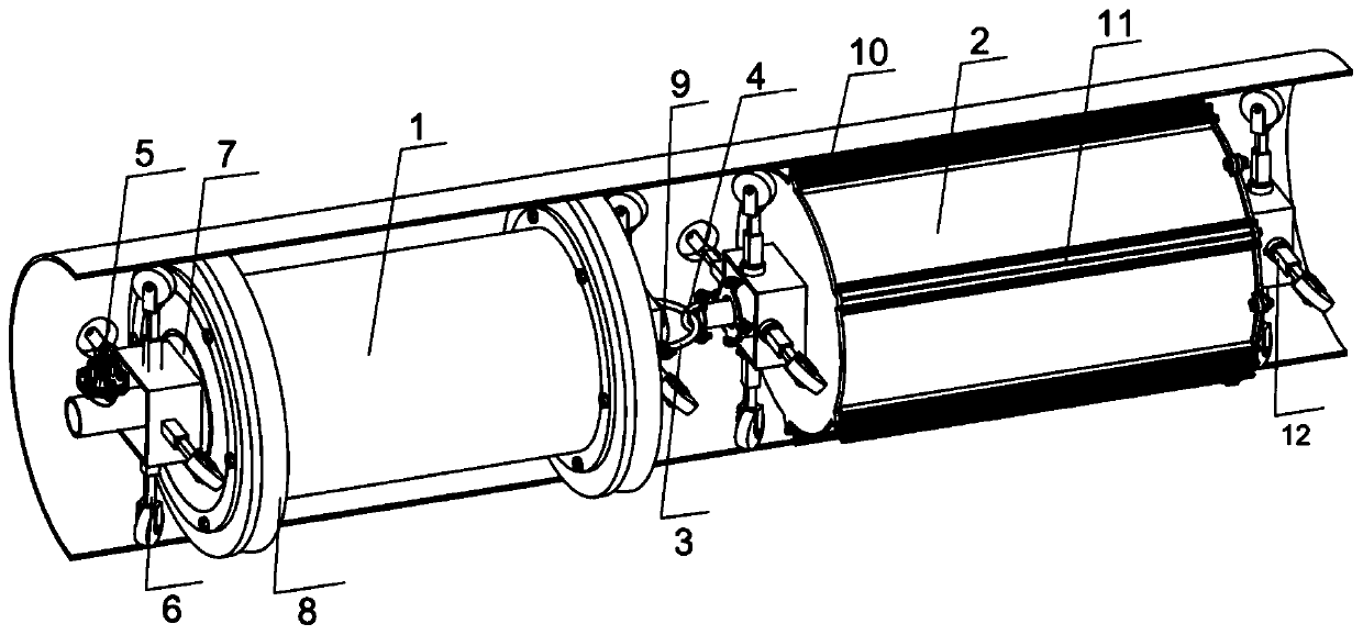 Corrosion inhibitor coating device with controllable speed of gathering and transportation pipeline