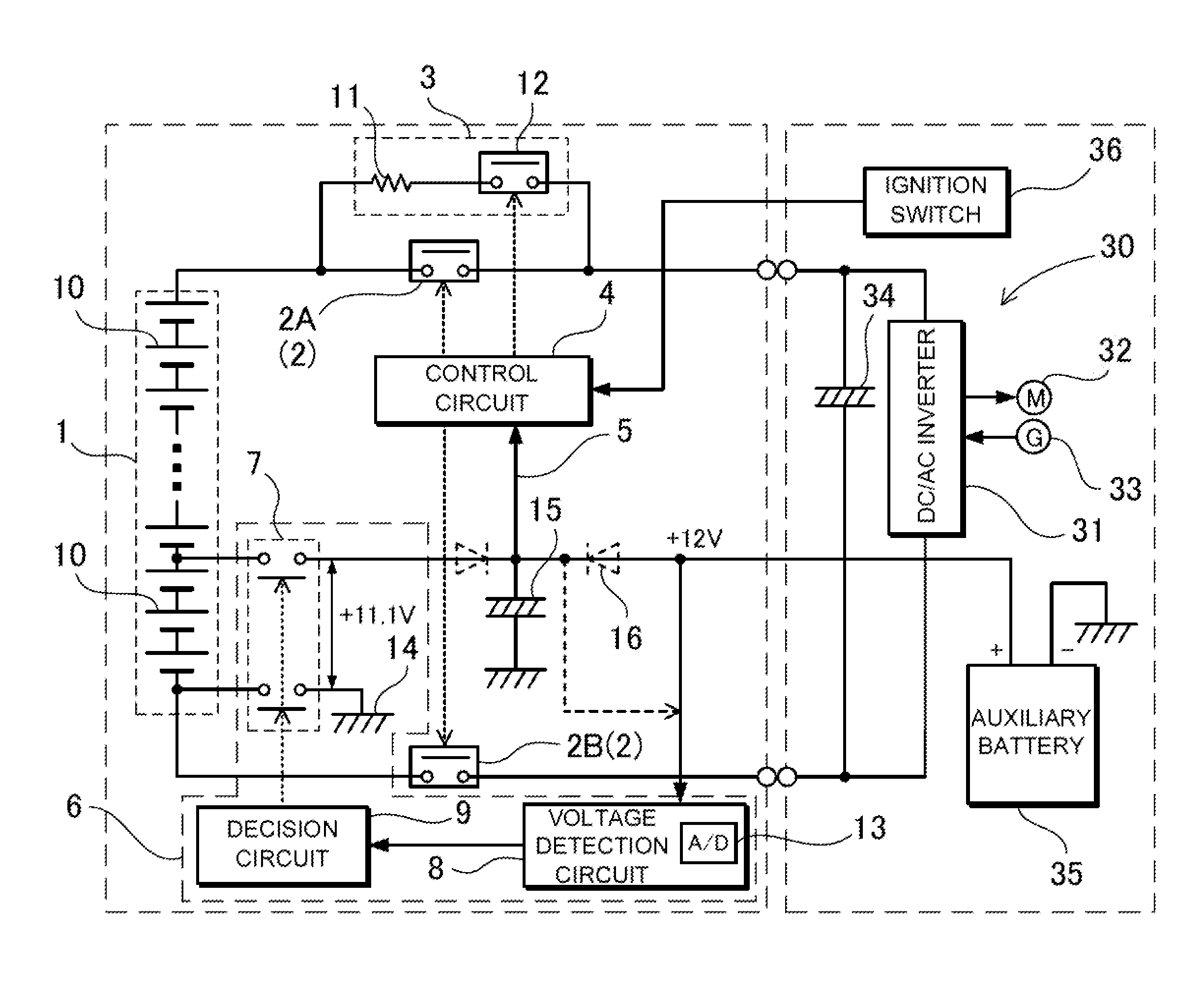 Car power source apparatus and vehicle equipped with the power source apparatus