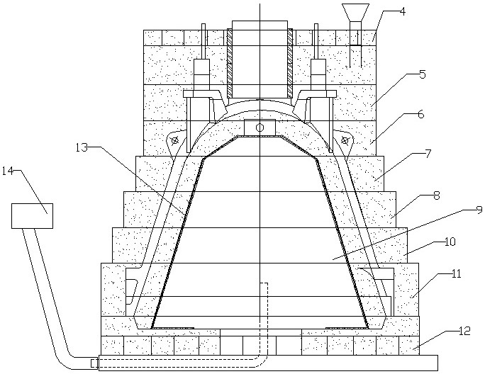 Casting method of 12-cubic-meter slag ladle