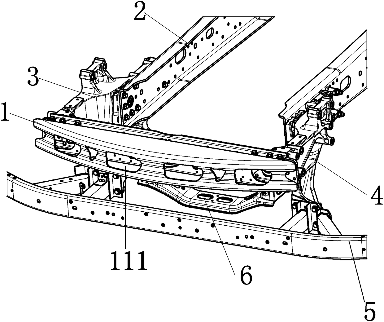 Vehicle frame front end device with collision buffering function