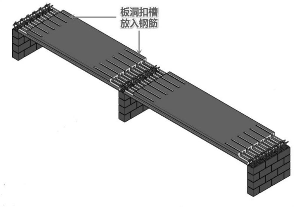 Fabricated prestressed hollow slab floor construction supporting system and construction method