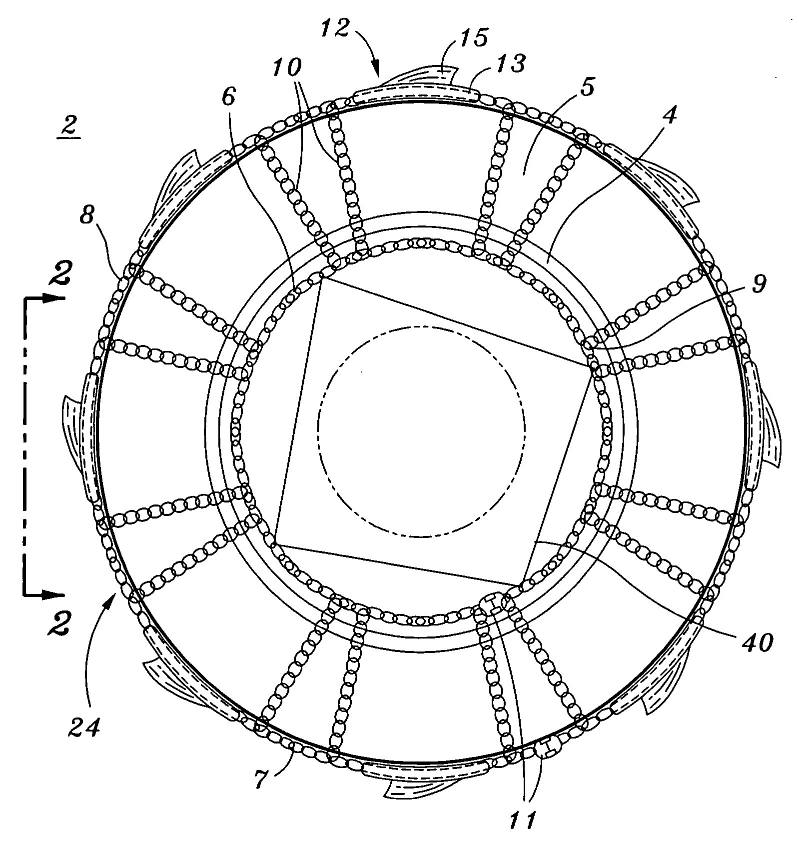 Removable tire chain assembly with paddles