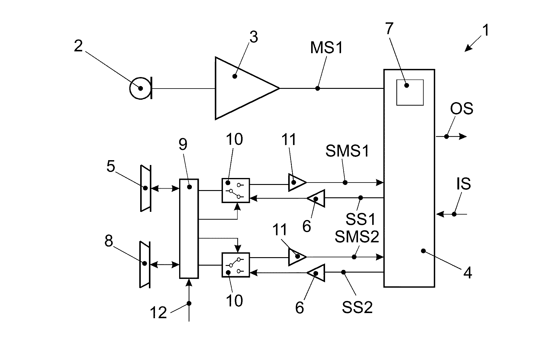 Apparatus with a speaker used as second microphone