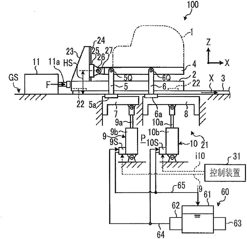 Automobile crash simulation test apparatus, and method of controlling automobile crash simulation test