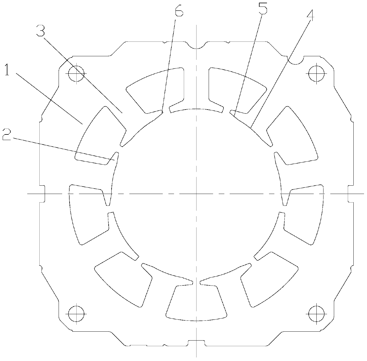 Motor stator, pole shoe processing method thereof and permanent magnet motor