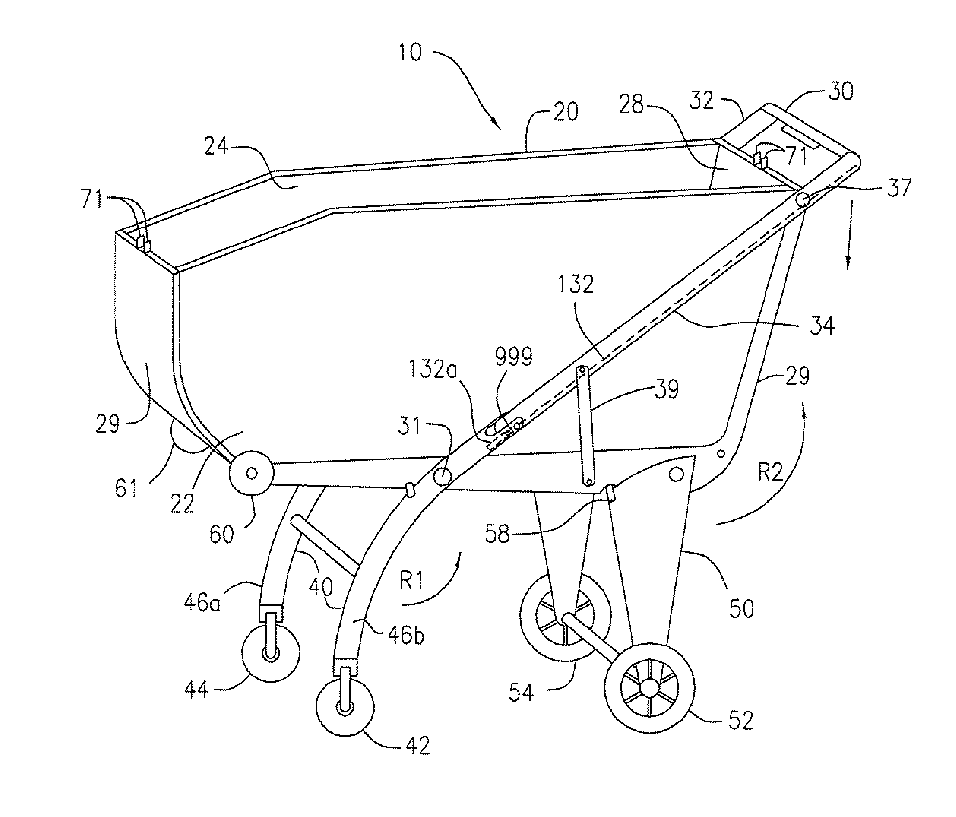 Shopping cart with assembly for vehicle storage