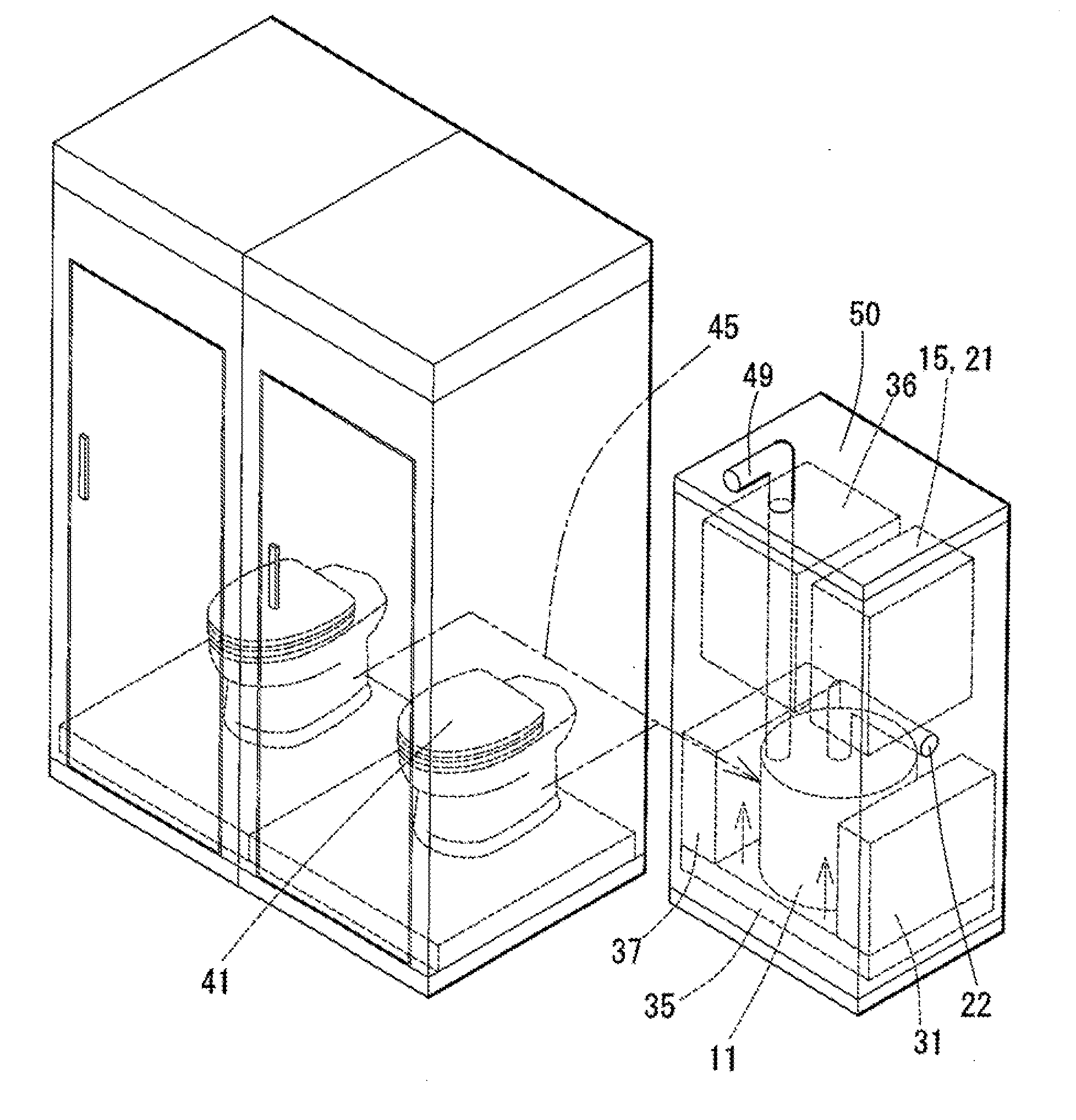 Microbial decomposition treatment device and organic substance treatment unit