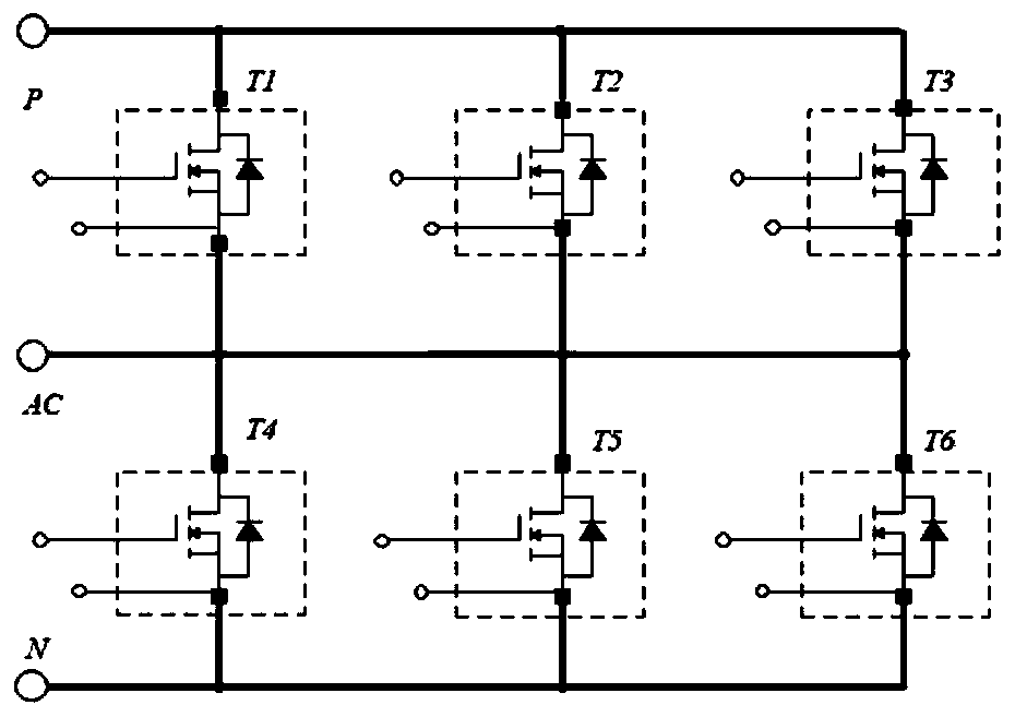 Double-sided water-cooled SiC half-bridge module packaging structure of integrated laminated busbar