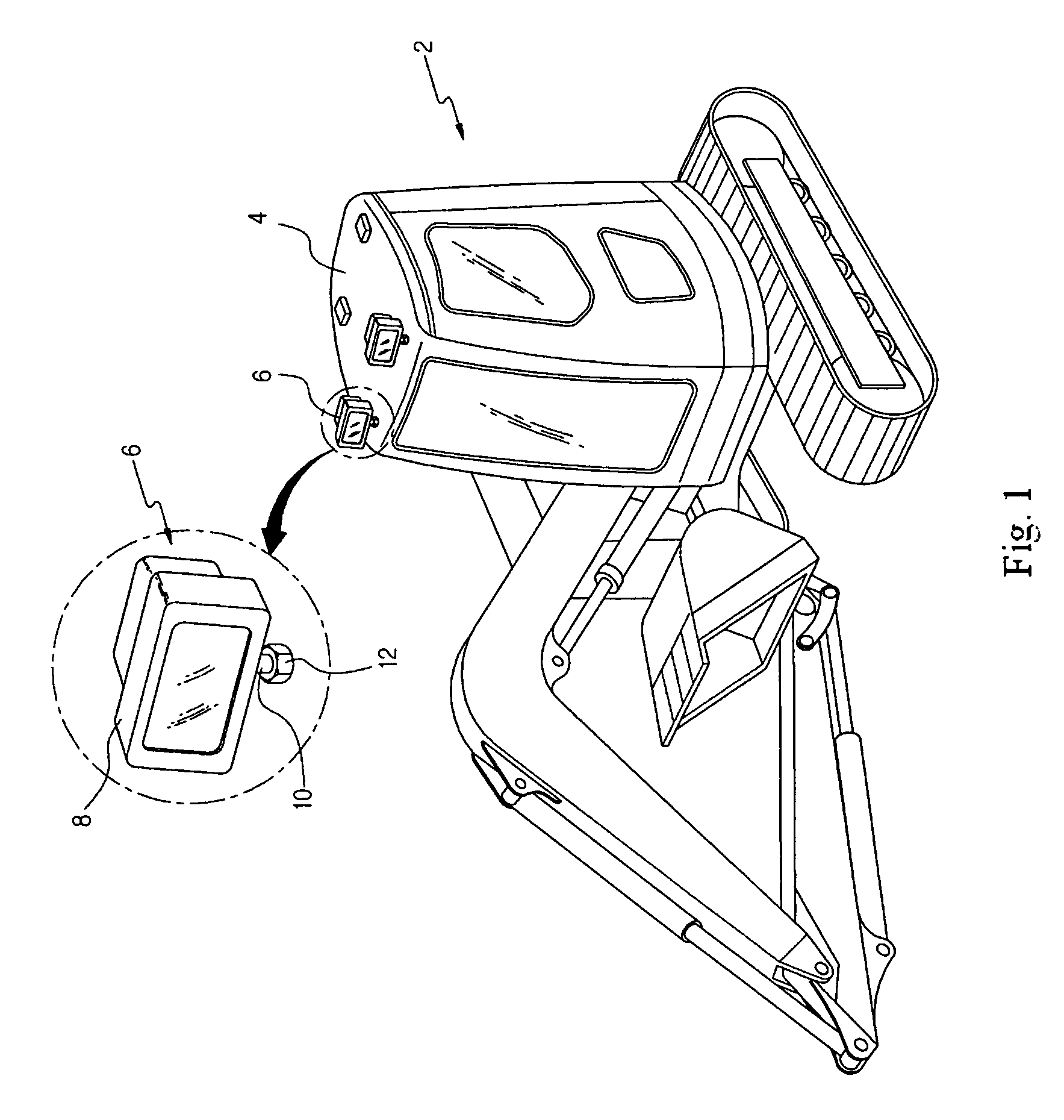 Structure of overhead lamp and mounting bracket for constructional vehicle