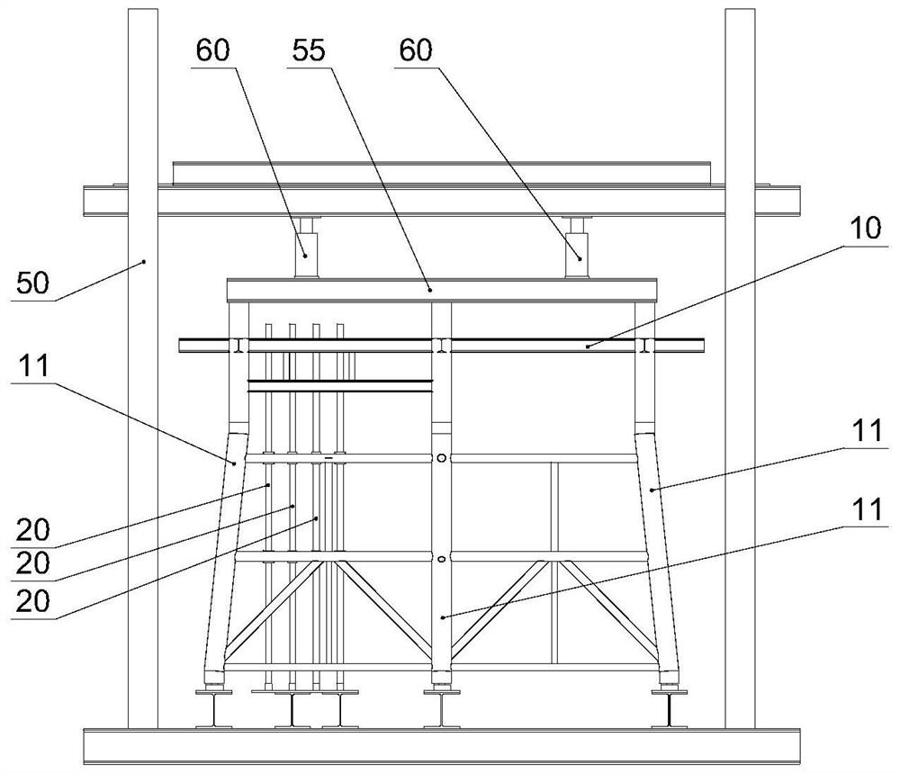 Offshore oil production platform and jacket platform load transfer experiment system as well as method