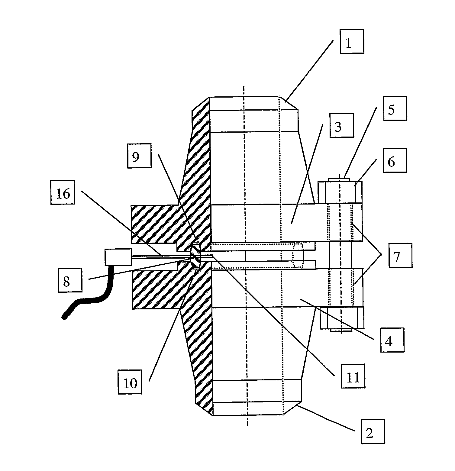 Arrangement or provision of a sensor or probe for the measuring of a condition in a pipe or the like