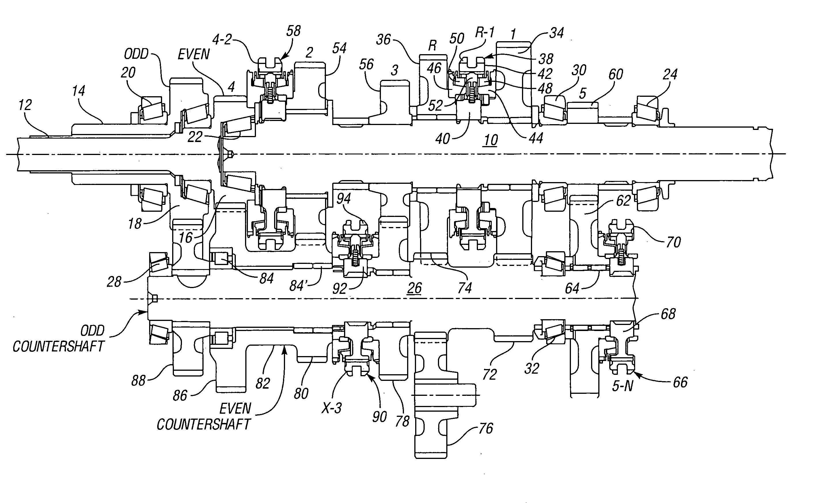 Multiple-ratio dual clutch vehicle transmission