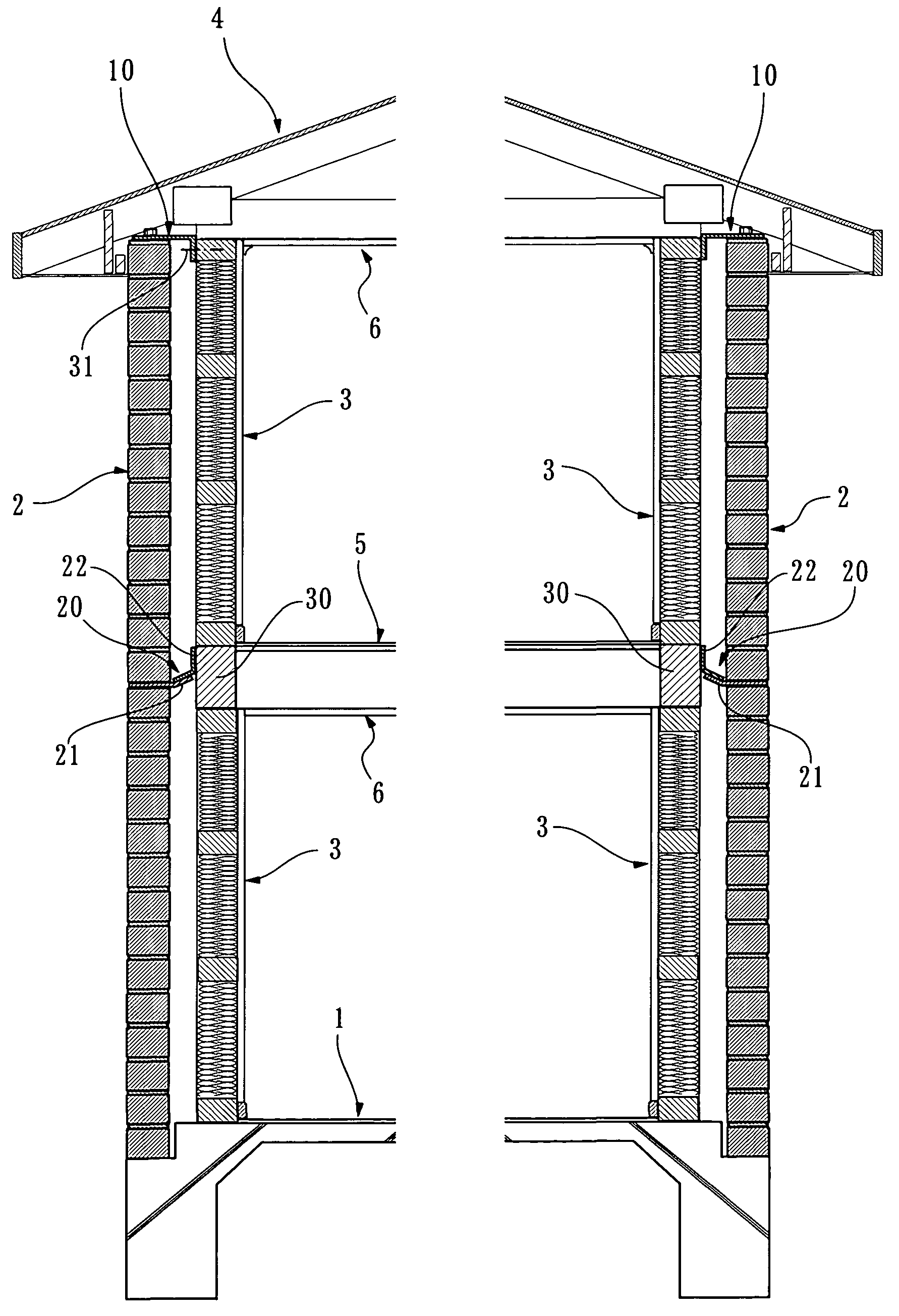 Wall construction of architectural structure