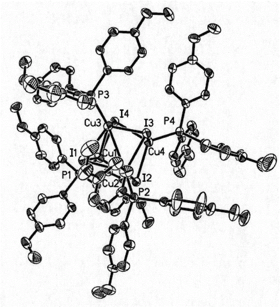 Cu4I4 cubane-like cluster core complex luminous material based on phosphine ligand