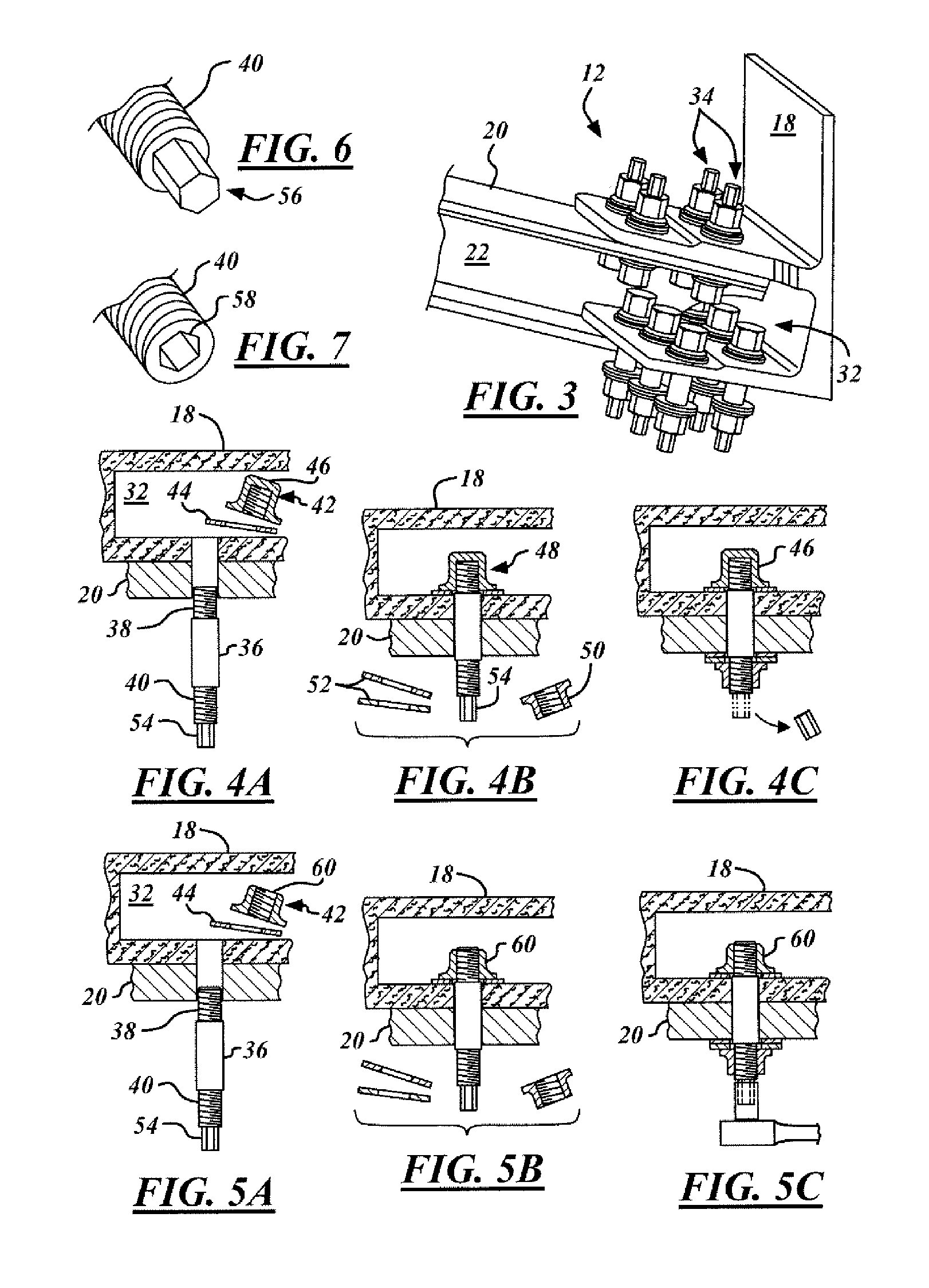 Multi-piece fastener for limited clearance applications