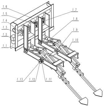 Garlic harvesting vibrating shovel with adjustable row spacing