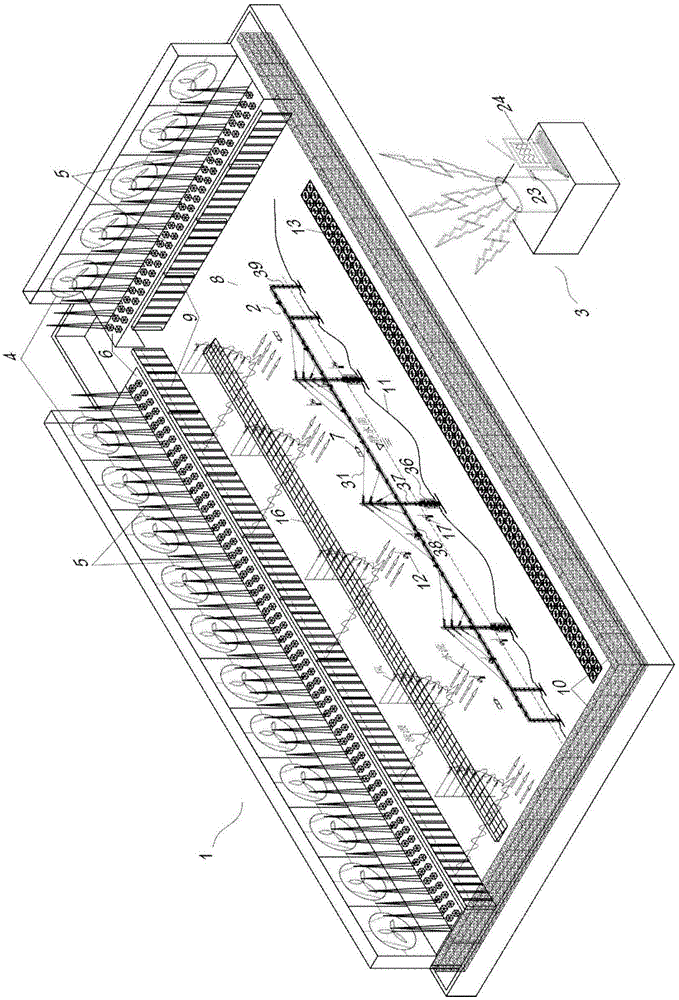 Test system for dynamic response of bridge full-bridge elastic model to wind, wave and current coupling