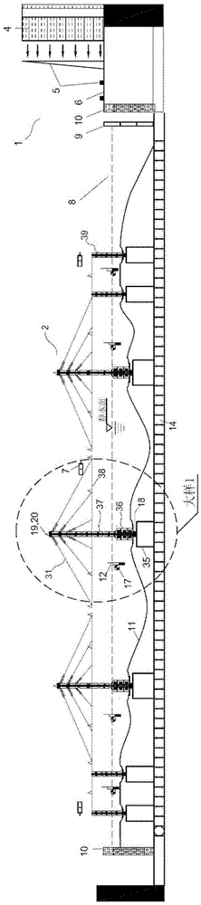 Test system for dynamic response of bridge full-bridge elastic model to wind, wave and current coupling