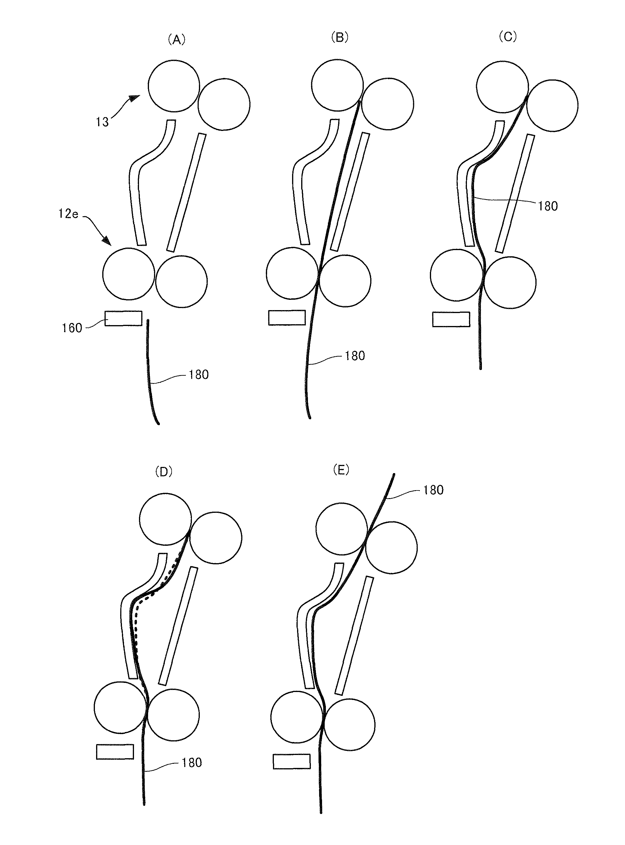 Recording paper conveying device, document feeding device and image forming apparatus including these devices