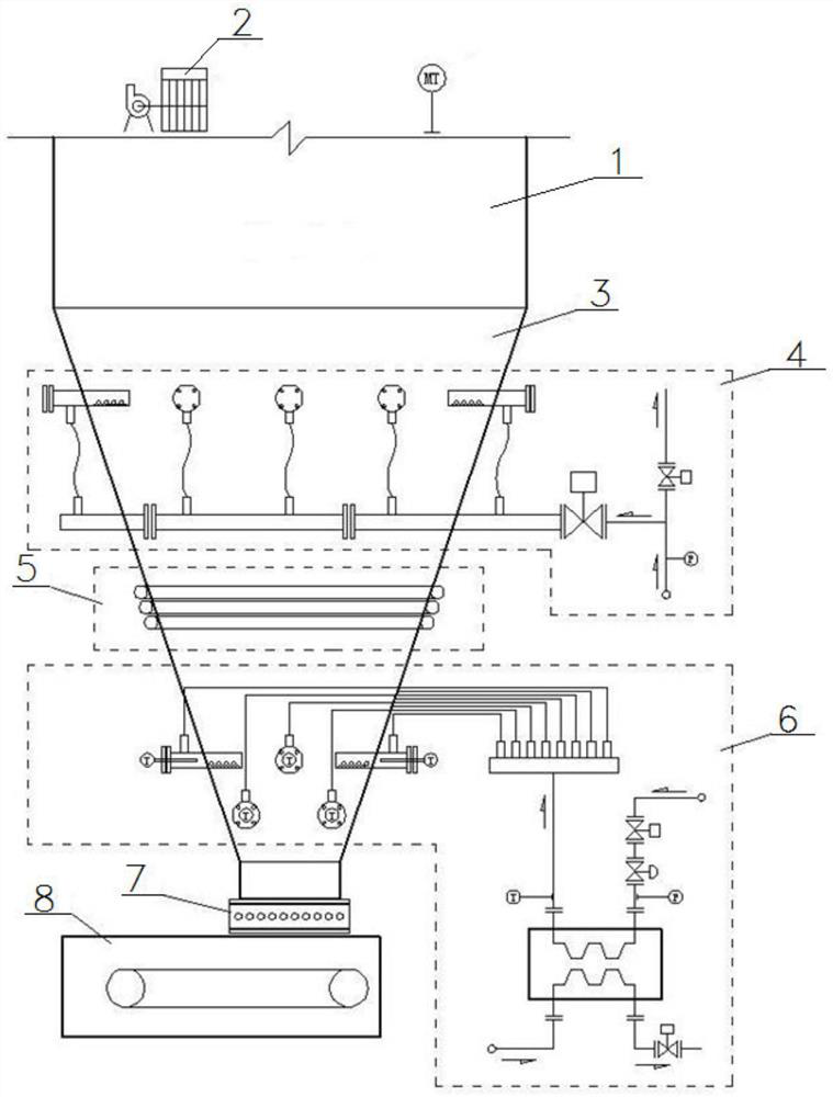 Coal feeding device for raw coal bunker and method for preventing coal from breaking