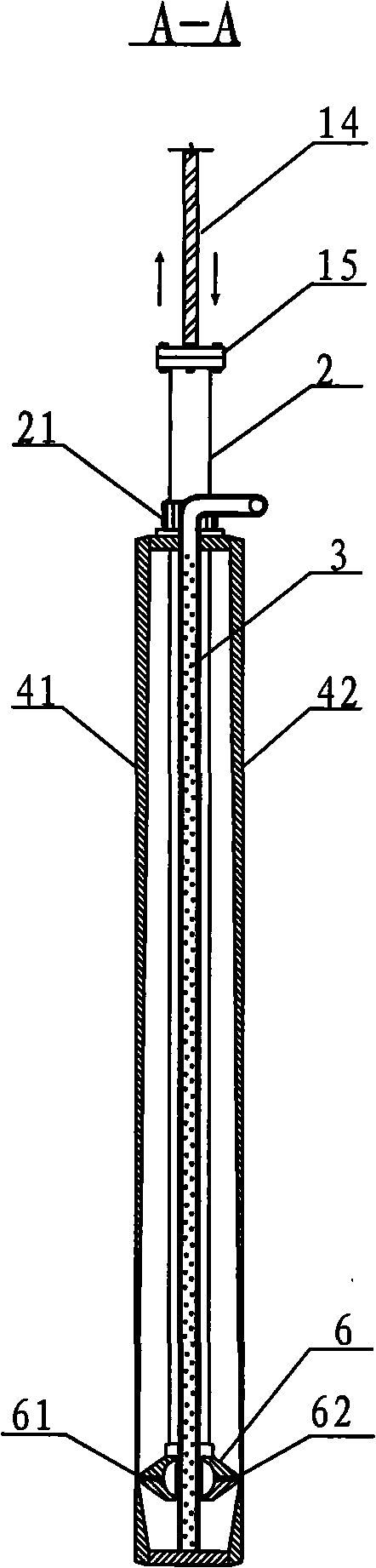 Micro-net component with continuous mobile line-shaped backwash and distributed with shock absorption and application method thereof