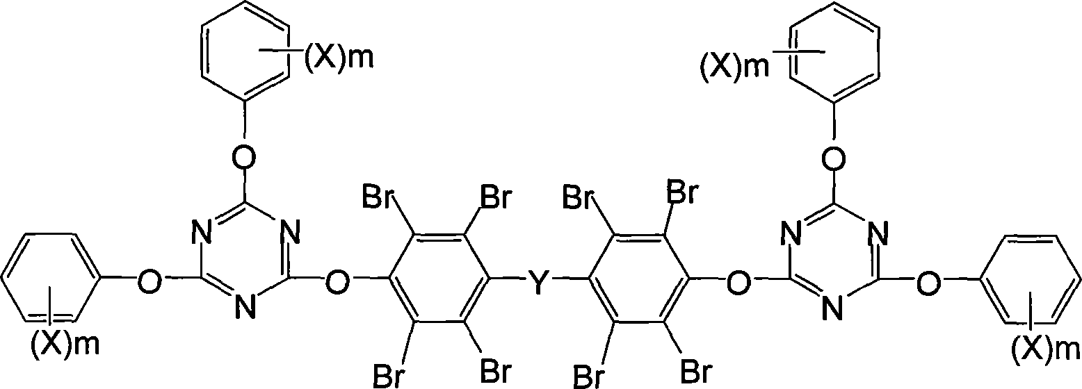 Method for preparing polybromophenoxy-substituted striazine fire-retardant compound