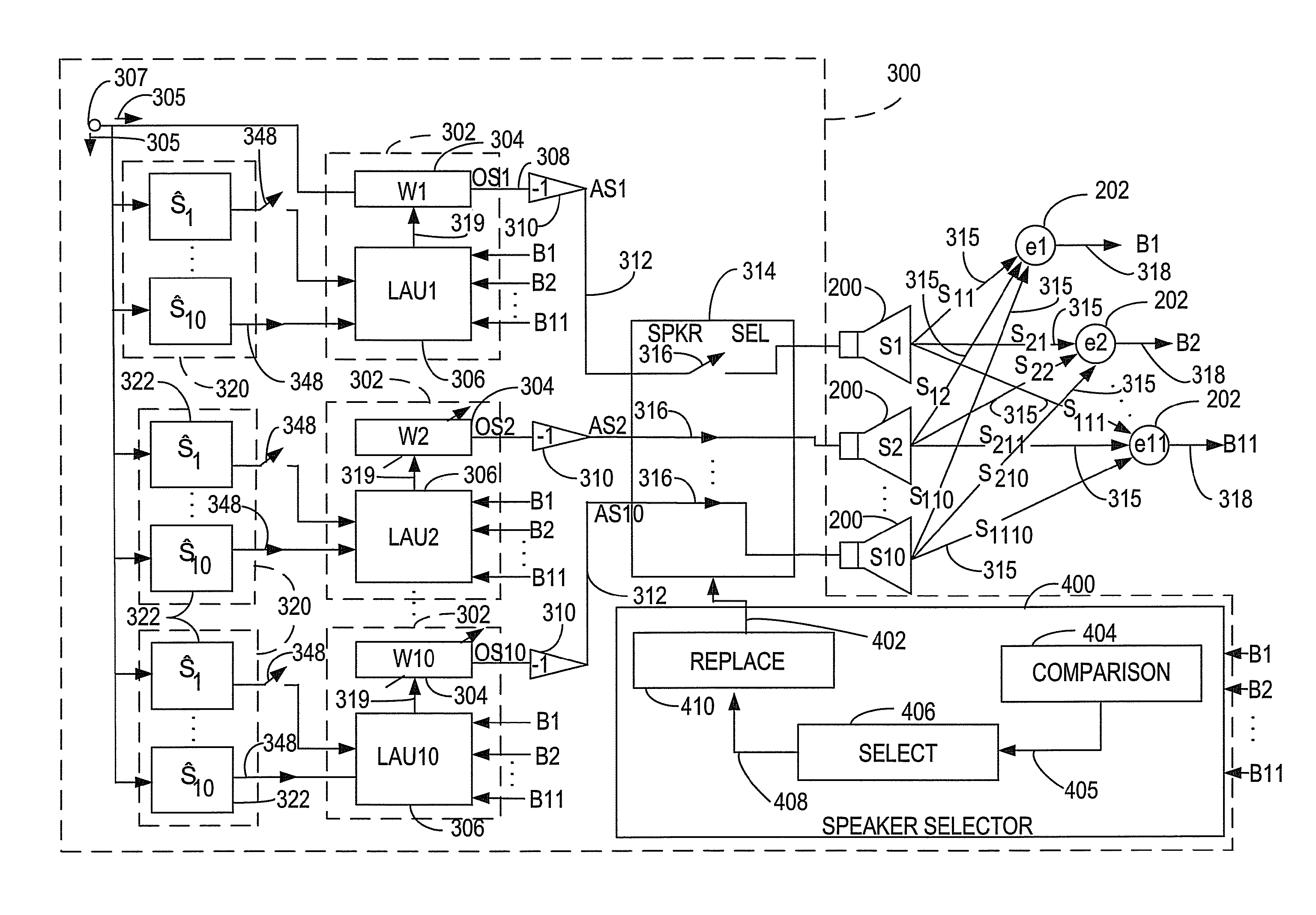 System for active noise control with adaptive speaker selection