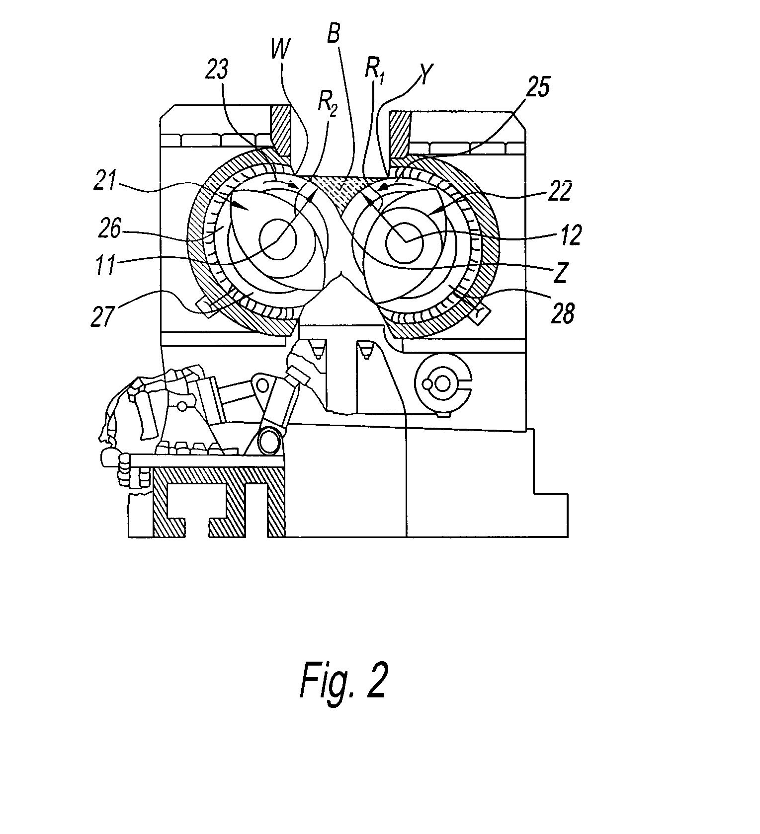 Keel type ram for use in internal batch mixers with tangential rotors