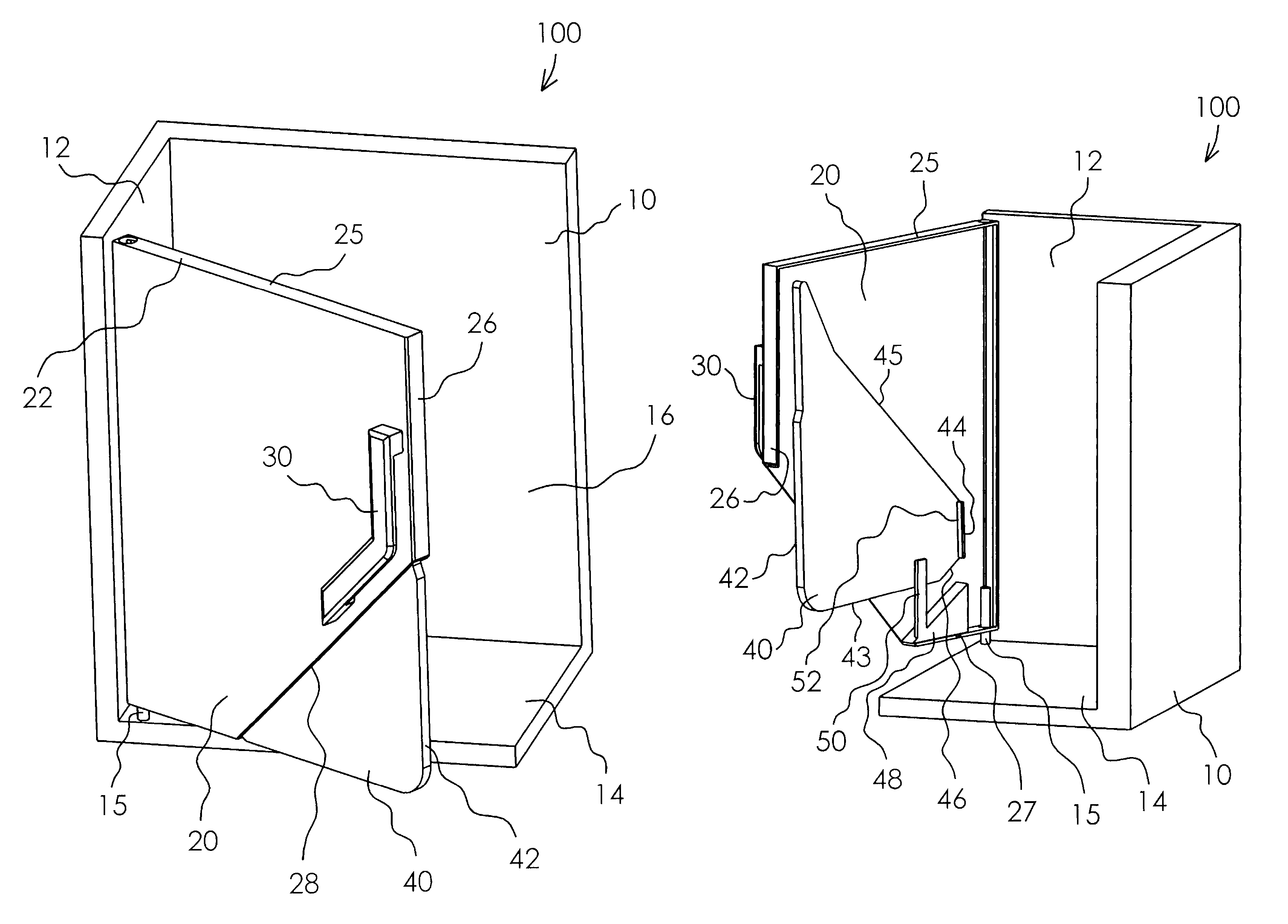 Cabinet door with retractable panel