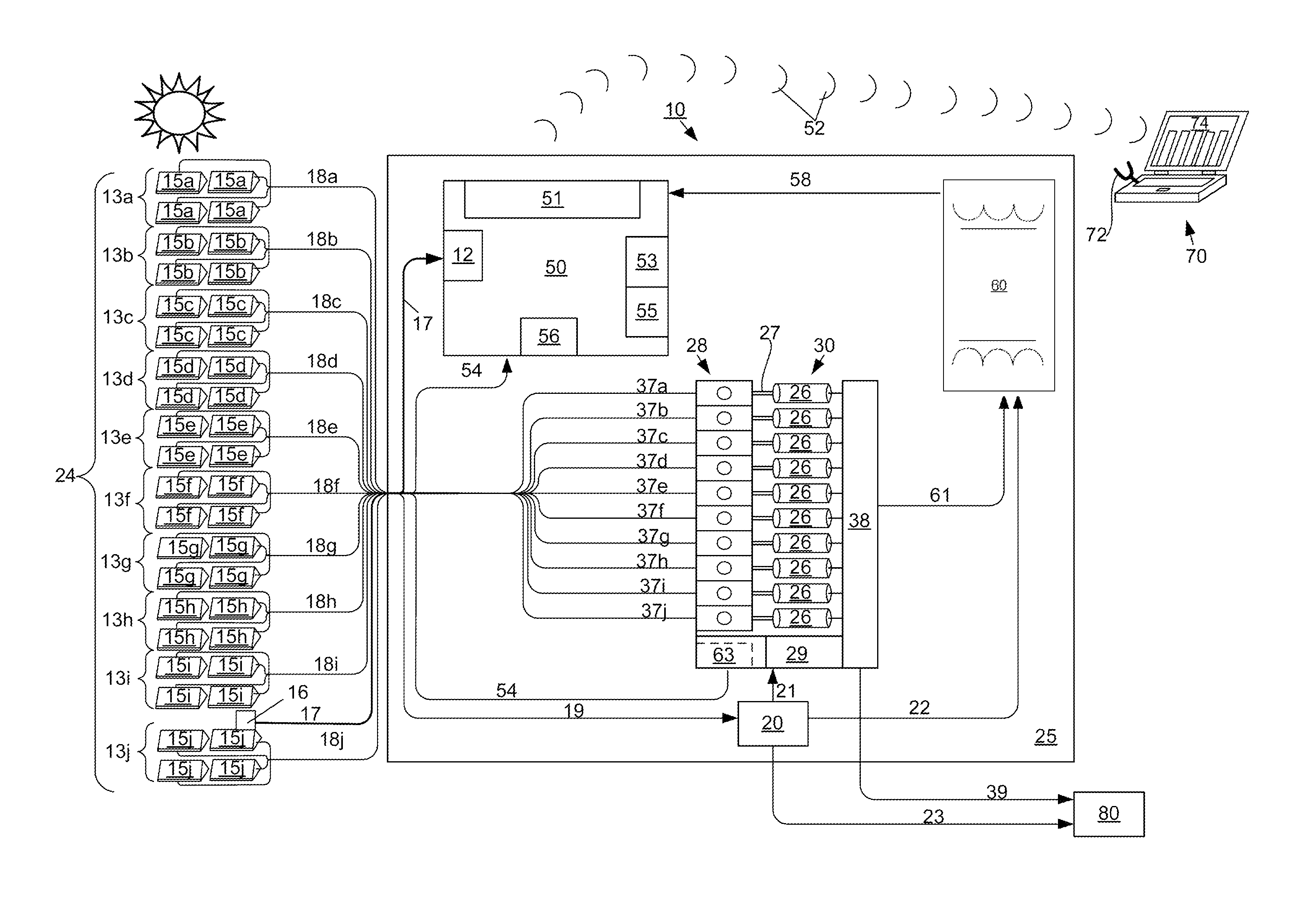 Solar Array Recombiner Box With Wireless Monitoring Capability