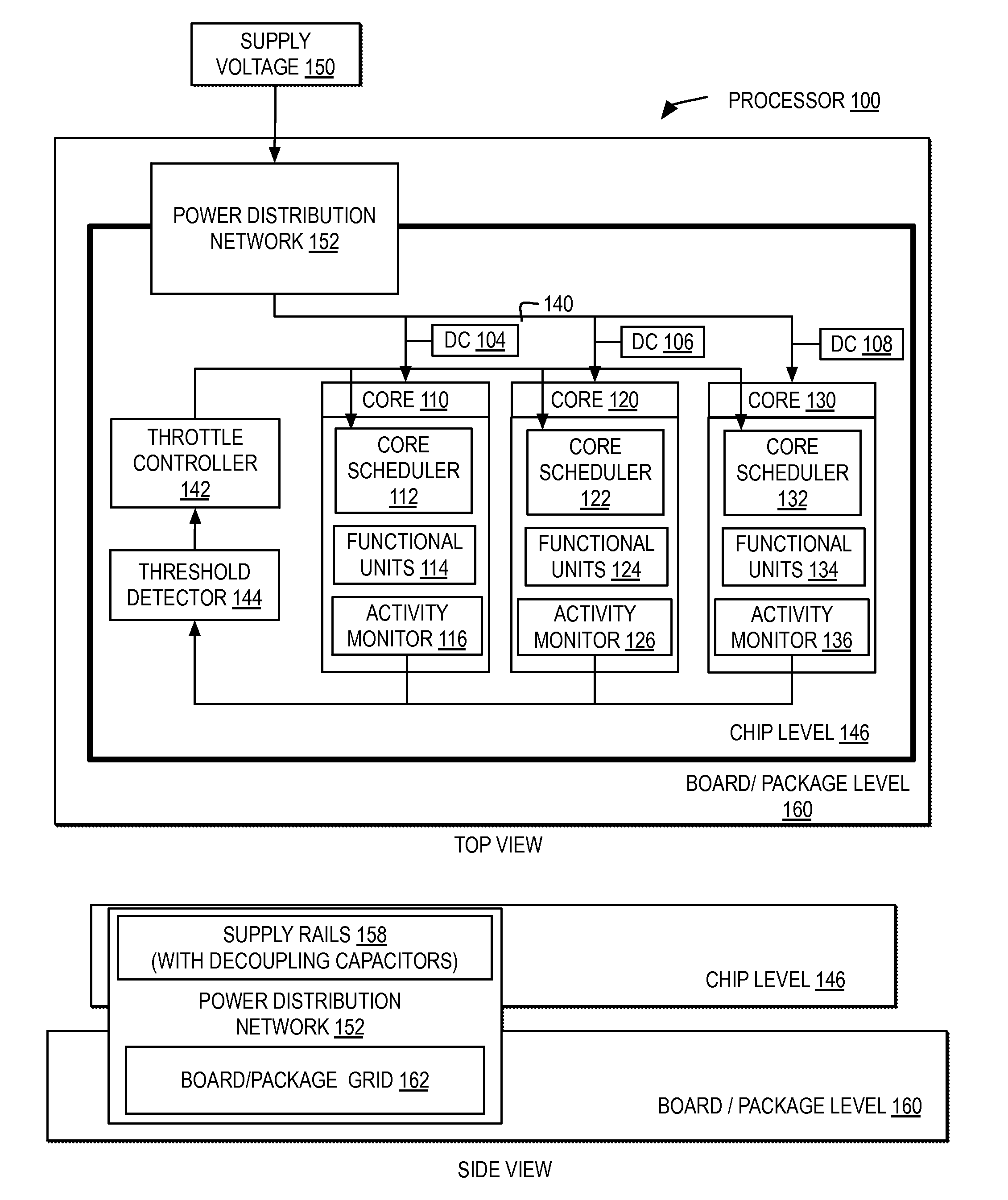 Reducing power grid noise in a processor while minimizing performance loss