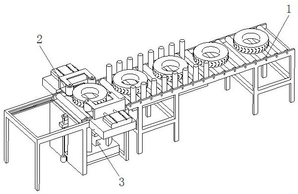 Tire stacking and positioning auxiliary device