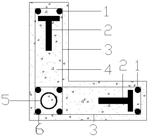 Profile steel-concrete combined L-shaped column with internal FRP ribs